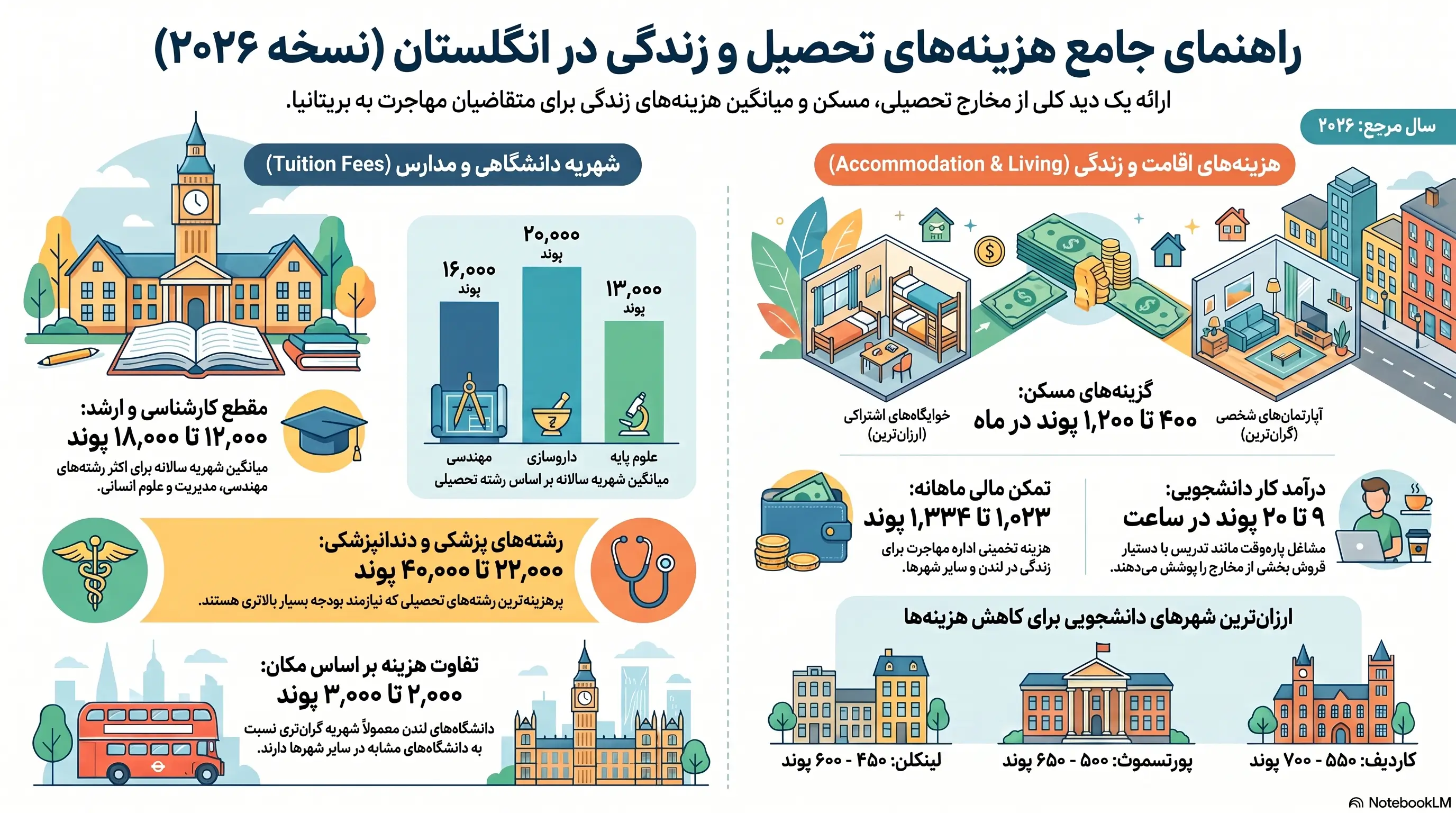 راهنمای مخارج تحصیل در انگلستان