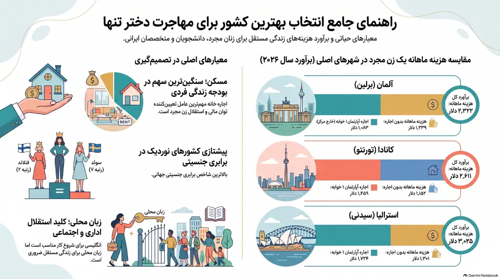 بهترین کشور برای مهاجرت دختر تنها