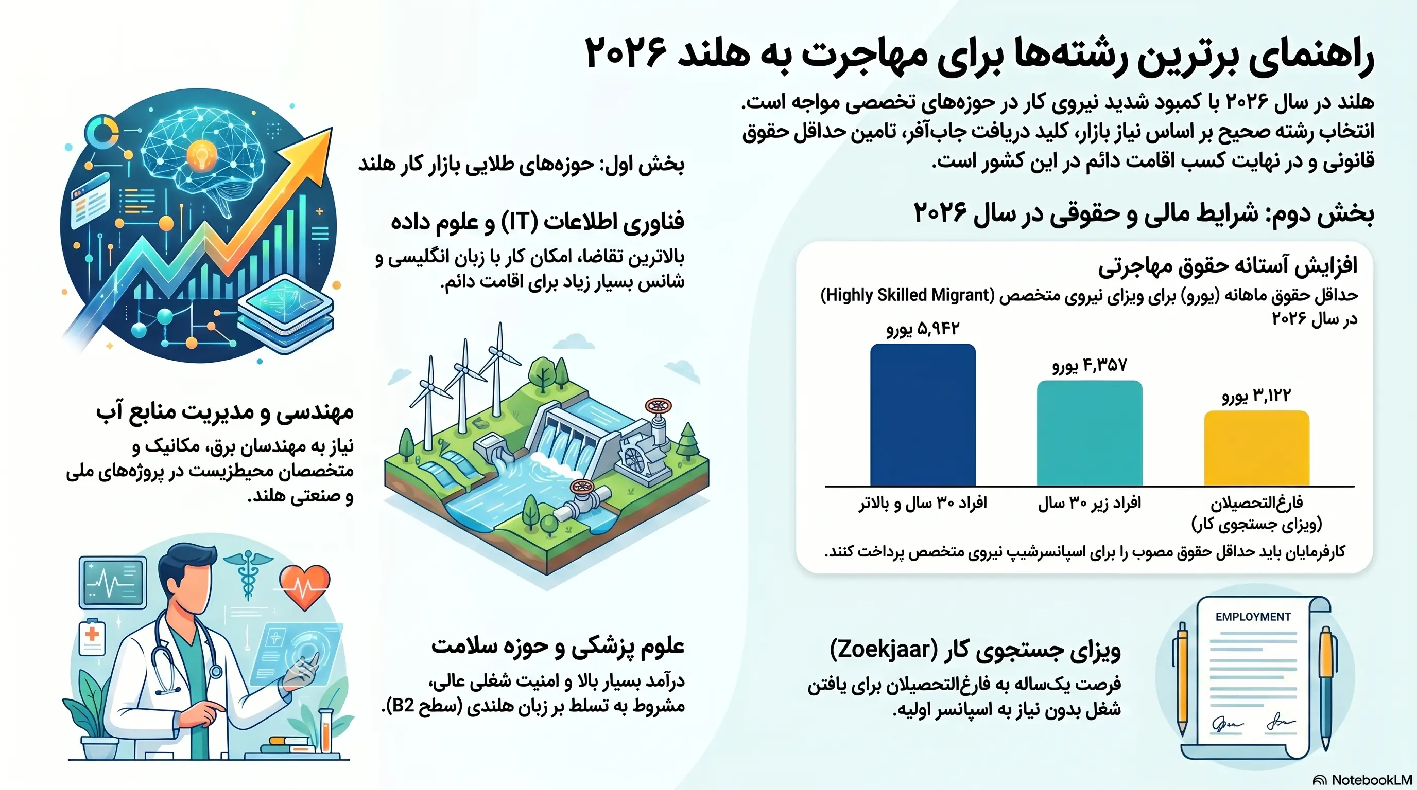 راهنمای کامل بازار کار، درآمد و اقامت بهترین رشتهها برای مهاجرت به هلند