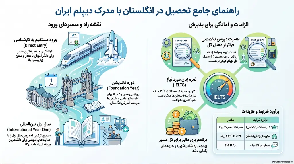 شرایط تحصیل در انگلستان با مدرک دیپلم
