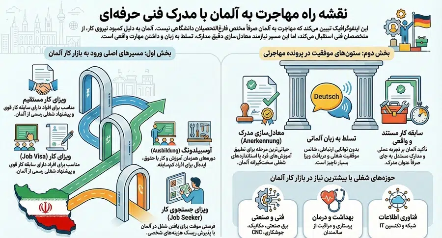 اینفوگرافی مهاجرت به آلمان از طریق مدرک فنی حرفهای