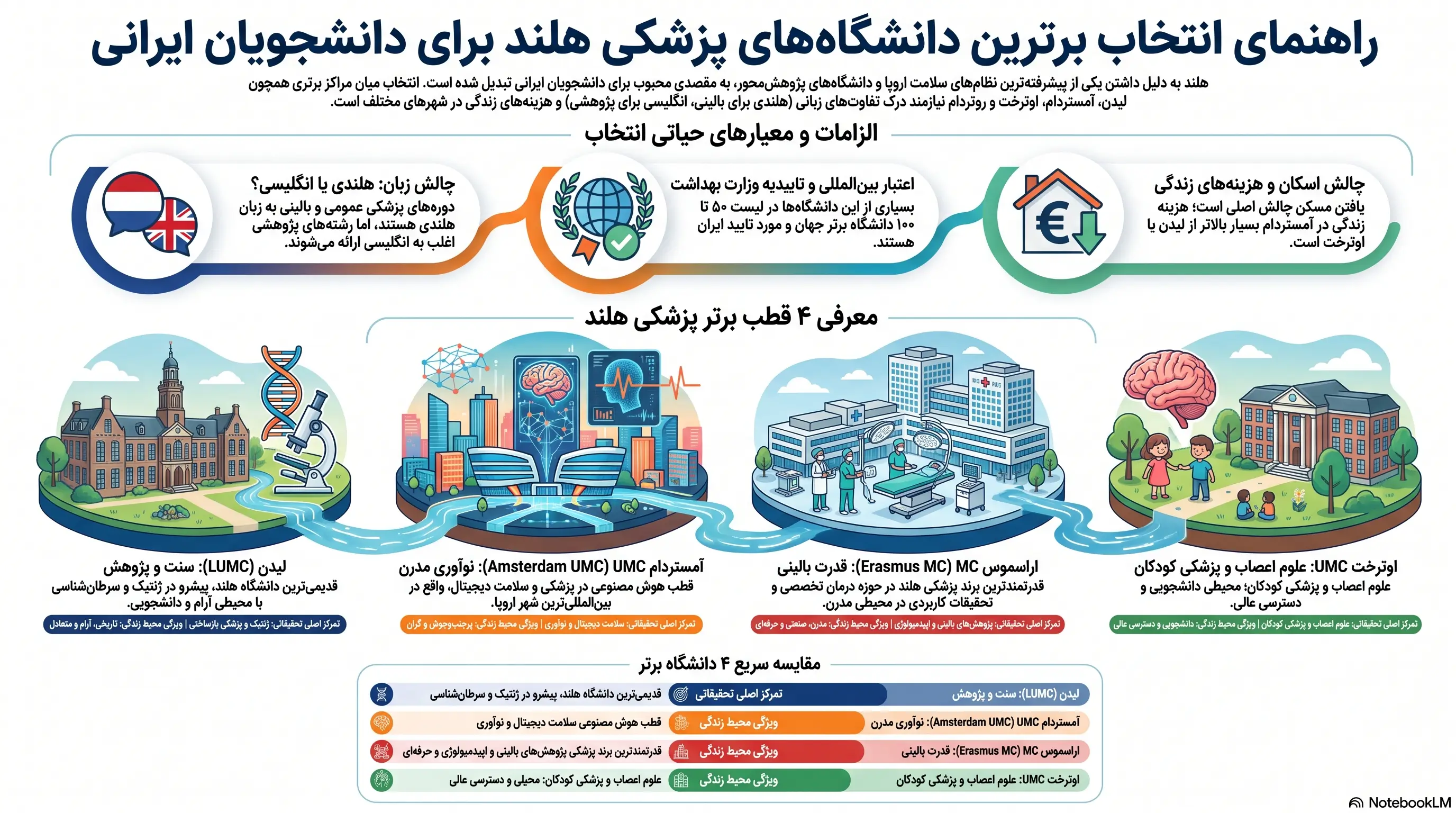 0 تا 100 بررسی بهترین دانشگاههای پزشکی هلند