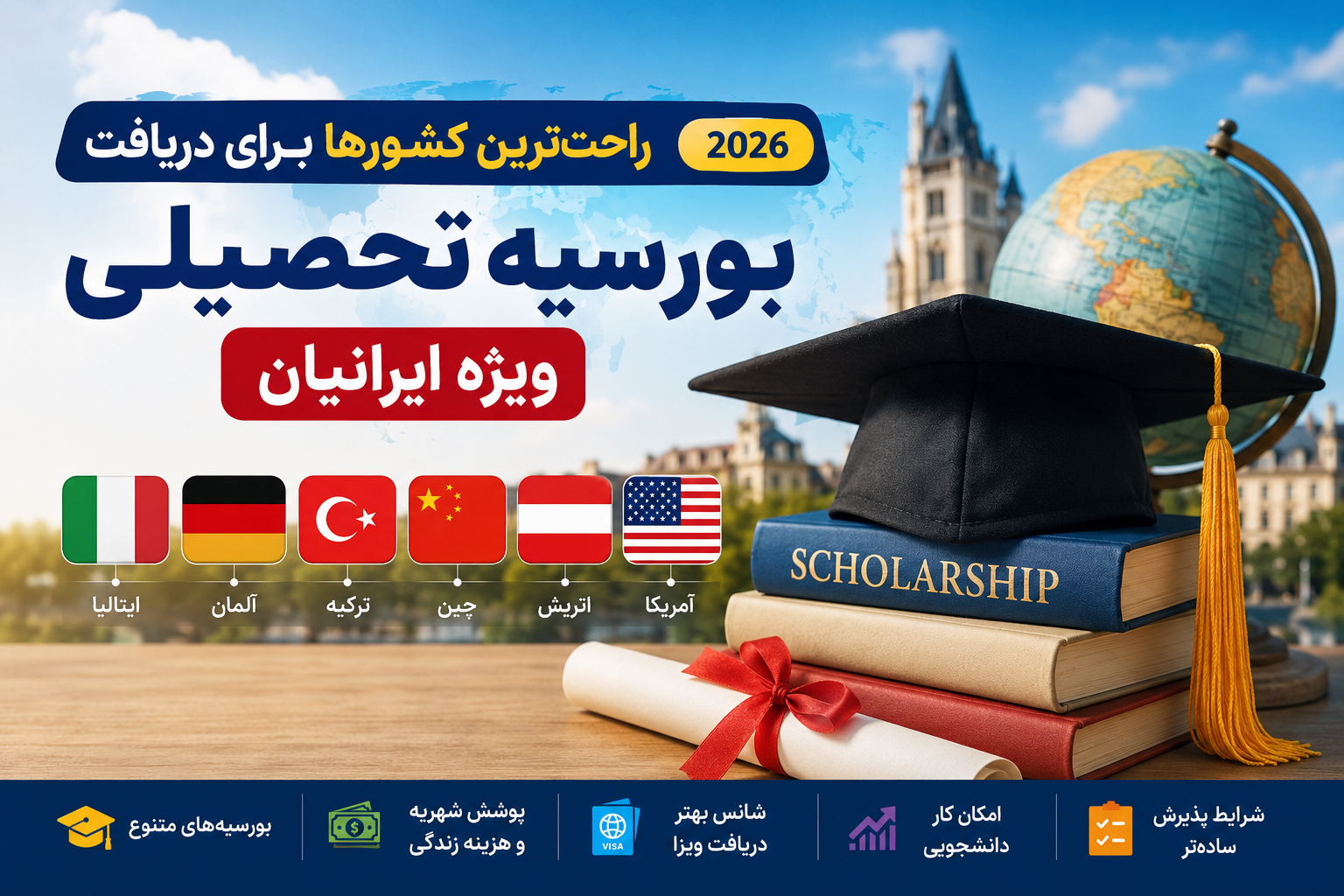 راحت ترین کشورها برای دریافت بورسیه